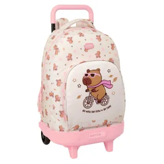 Safta Capibara Mochila con Carro - Extraible - 33L - Portabotellas - Tarjeta de Identificacion Personal - Cremallera con Doble Tirador - Asa de Mano - Bolsillo Frontal - 33x45x22cm - Color R