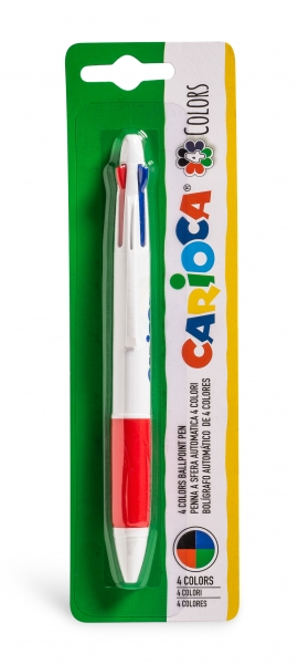 Carioca Boligrafo de 4 Colores - Boligrafo con Punta de Esfera Automatico - 4 Colores en un Solo Boligrafo - Punta Ø 1mm - Color Varios