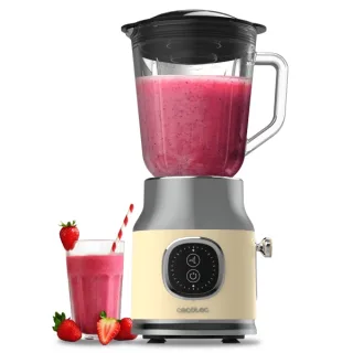 Cecotec RetroTwist Batidora de Vaso - Potencia de 800W - Jarra de 1L - Cuchillas de Titanio - Funcion Pulse - Motor de Cobre - Color Beige