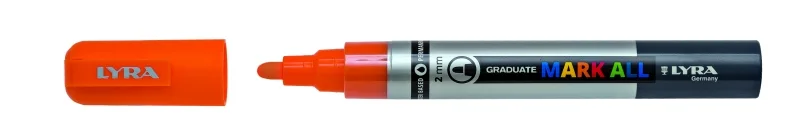 Lyra Mark All Rotulador Permanente - Multisuperficie - Punta Redonda - 2mm - Color Naranja · Pack de 6 uds.