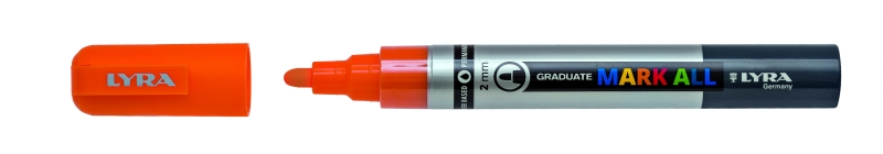 Lyra Mark All Rotulador Permanente - Multisuperficie - Punta Redonda - 2mm - Color Naranja · Pack de 6 uds.
