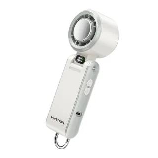 Vention PBC Ventilador de Mano - Velocidad Maxima 13000RPM - Nivel Regulable de 1 a 100 - Funcion Frio - Bateria de 3000mAh - Pantalla LED - Conexion USB-C - Ligero y Compacto - Color Blanco
