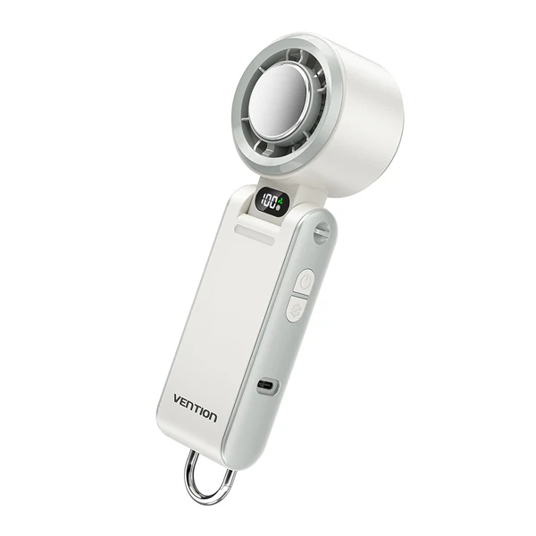 Vention PBC Ventilador de Mano - Velocidad Maxima 13000RPM - Nivel Regulable de 1 a 100 - Funcion Frio - Bateria de 3000mAh - Pantalla LED - Conexion USB-C - Ligero y Compacto - Color Blanco