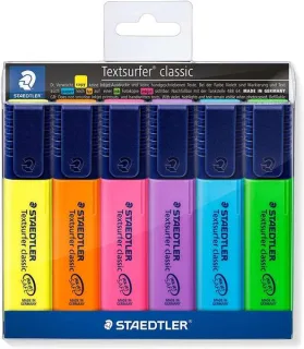 Staedtler Textsurfer Classic 364 Pack de 6 Marcadores Fluorescentes - Secado Rapido - Trazo 1 - 5mm Aprox - Colores Surtidos
