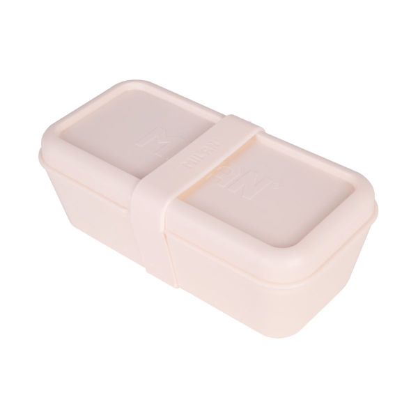 Milan Coleccion 460 Fiambrera Rectangular 0.75L - Apta para Microondas, Lavavajillas y Congelador - Libre de BPA - Divisor Interior Movil - Medidas 20x10x7,5cm - Color Beige