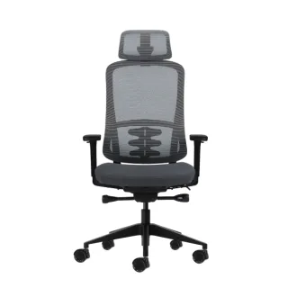 Oqonos Cherg 019 Silla de Oficina Ergonomica con Reposacabezas Cervical Ajustable, Mecanismo Autobalanceado, Reposabrazos 4D, Asiento Deslizable y Ruedas de Silicona - Gris con Estructura Ne