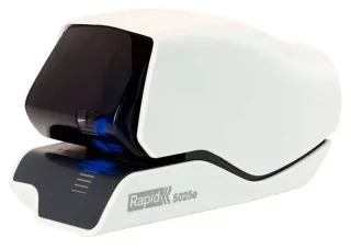 Rapid Grapadora Electrica Supreme 5025E - 25 Hojas - Carga de Cartucho - Diseño Excepcional - Blanco Grapa - Tecnologia de Grapado Plano - Cartucho Incluido - Enchufe Europeo Estandar