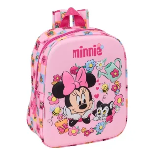 Safta Minnie Mouse Mochila Guarderia 3D - 6L - Cremallera - Asa de Mano - 22x27x10cm - Color Rosa