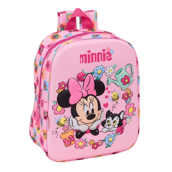 Safta Minnie Mouse Mochila Guarderia 3D - 6L - Cremallera - Asa de Mano - 22x27x10cm - Color Rosa