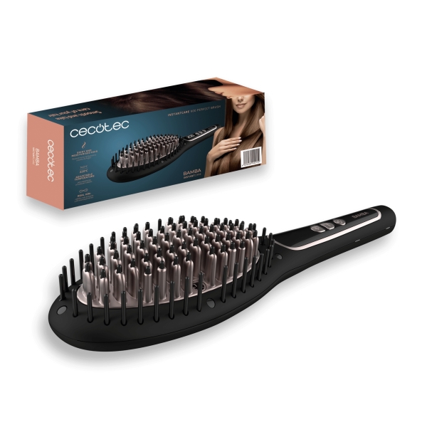 Cecotec Bamba Instantcare 900 Perfect Brush Cepillo Alisador - Temperatura Ajustable - Tecnologia de Iones - Control Digital LED - Autoapagado - Cable 360º de 3m - Ergonomico y Seguro - Colo