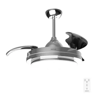 Cecotec EnergySilence Aero 4300 lnvisible Double Metal Ventilador de Techo con 3 Aspas y Luz - 35W - 6 Velocidades - Aspas Retractiles - Temporizador - Iluminacion Regulable - Acero Inoxidab