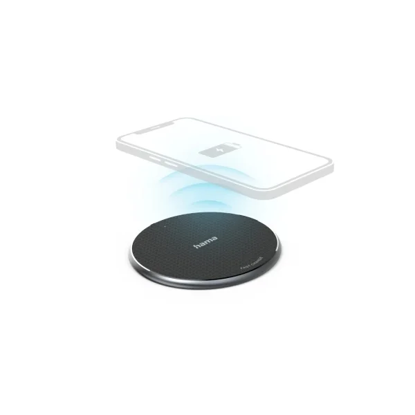 Hama QI-FC10 Cargador Inalambrico - Potencia 10W - USB-C - Indicador LED - Carga Rapida - Color Negro