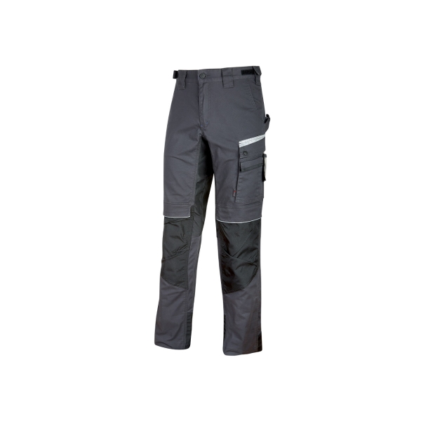 Upower Flash Pantalones de Trabajo Confortables - Talla 44 - Bolsillos Multifuncionales, Soportes para Herramientas, Rodilleras Confort, Cintura Ajustable, Insertos Reflectantes, Proteccion