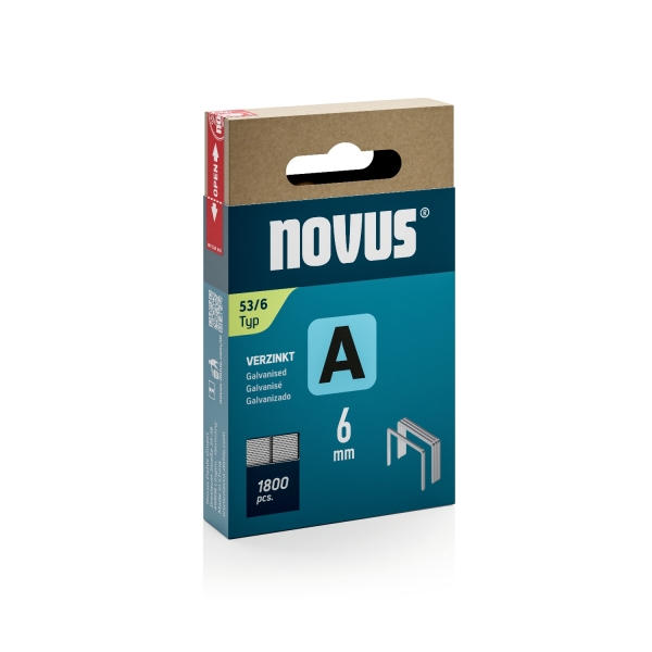 Novus A Tipo 53 Caja de 1800 Grapas 53/6 Galvanizadas - Patilla de 6mm
