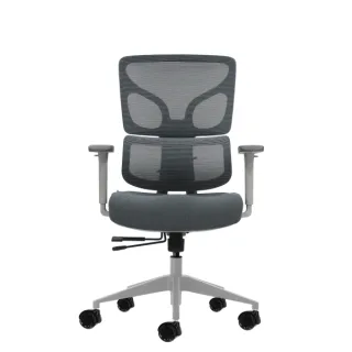 Oqonos Cherg 015 Silla de Oficina Ergonomica con Respaldo y Asiento de Malla Elastica, Reposabrazos 4D, Asiento Deslizable Ergonomico Moldeado y Ruedas de Silicona - Gris