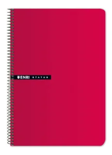 Enri Status Cuaderno Espiral Tamaño 4º Cuadricula 4mm 100 Hojas con Margen - Tapa Dura - Color Rojo