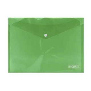 Ingraf Sobre Portadocumentos A4 - Cierre de Broche - Polipropileno Cristal Transparente - Color Verde · Pack de 10 uds.