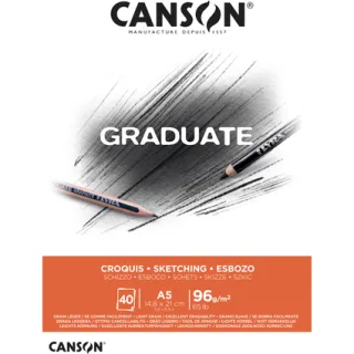 Canson Graduate Sketch Bloc Encolado de 40 Hojas A5 - 96g - Grano Fino - Color Blanco