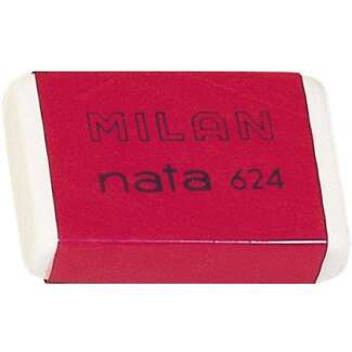 Milan Nata 624 Goma de Borrar Rectangular - Plastico - Suave - No Abrasiva - Color Blanco · Pack de 24 uds.