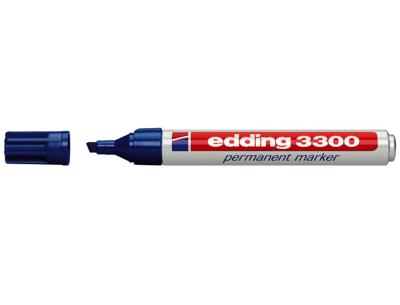 Edding 3300 Rotulador Permanente - Punta Biselada - Trazo entre 1 y 5 mm. - Tinta Casi Inodora - Secado Rapido - Color Azul · Pack de 10 uds.