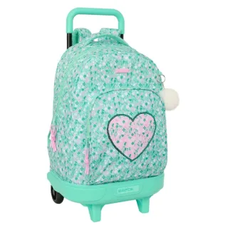 Safta Cuore Mochila con Carro - Extraible - Bolsillo Frontal - Portabotellas - Tirador Doble - Hombreras Acolchadas - Asa Acolchada - Tarjeta ID - Bandeja PVC - 330x220x450mm - Color Turques