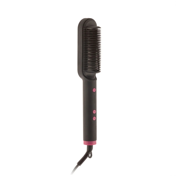 Innovagoods Cestrus Cepillo Alisador Ceramico - Potencia 45W - Cable Giratorio 150cm - Temperatura Regulable - Proteccion Antiquemaduras - 27x4x4.2cm - Color Negro y Fucsia