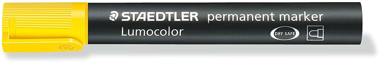 Staedtler Lumocolor 352 Rotulador Permanente - Punta Redonda - Trazo 2mm Aprox - Capuchon con Clip - Secado Rapido - Color Amarillo · Pack de 10 uds.