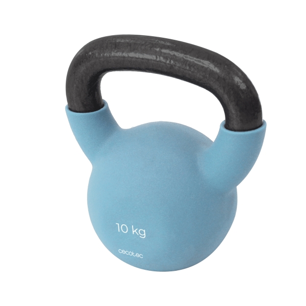Cecotec Drumfit KettleBell 10000 Neo Pesa Rusa de 10kg - Recubrimiento de Neopreno - Hierro Fundido - Agarre Ergonomico - 18.7cmx15cmx21cm - Color Azul