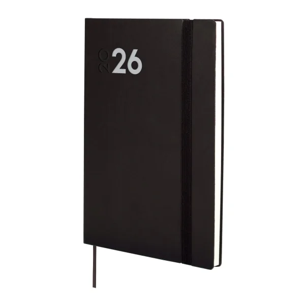 Finocam Dynamic Mara Agenda Profesional en Catalan - Anual 2026 - Tapa Blanda - Cierre con Goma Elastica - Formato Y10 - 144x11x208mm - Semana Vista en Vertical - Color Negro