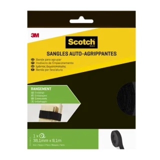 Scotch Tiras Organizadoras de Cable - 38mm x 9m - Reutilizable - Color Negro