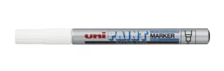 Uni-ball PX-203 Marcador de Pintura - Punta Acrilica 1mm - Linea Fina - Cuerpo de Aluminio - Tinta Permanente Resistente a Luz y Agua - Color Plata · Pack de 12 uds.
