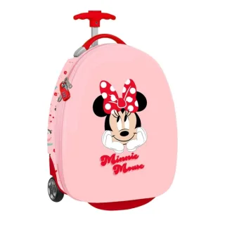 Safta Minnie Mouse Naive Maleta Trolley Infantil 16” - Interior con Bolsillo de Red - Ruedas para Facil Movilidad - Cintas con Cierre de PVC - 27.7L - 280x230x430mm - Color Rosa Pastel