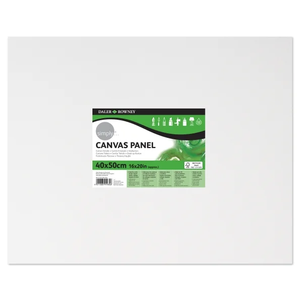 Daler Rowney Simply Carton Entelado - 250g - 40x50cm - Imprimacion Triple - Grano Medio - 100% Algodon sin Acido - 250g - Color Blanco