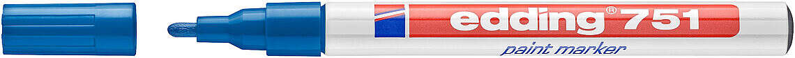 Edding 751 Rotulador Permanente - Punta Redonda - Trazo entre 1 y 2 mm. - Tinta Opaca - Secado Rapido - Color Azul · Pack de 10 uds.