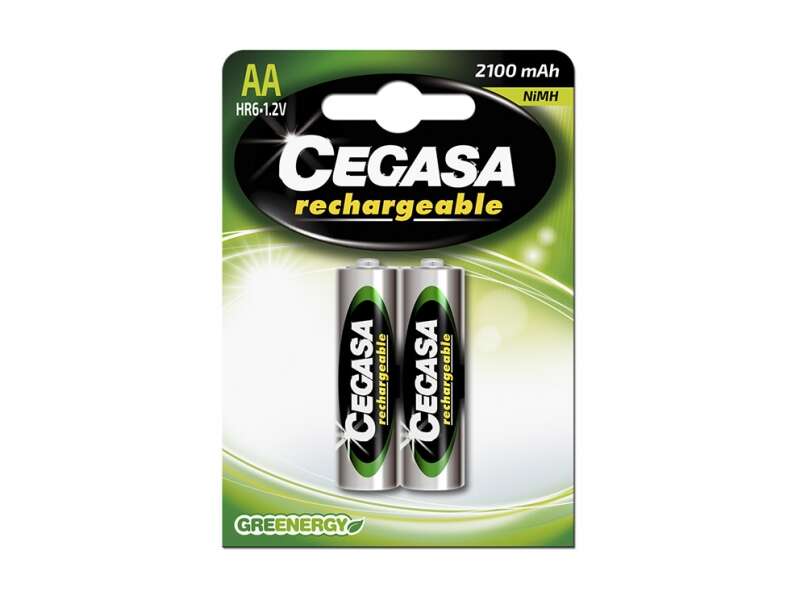 Cegasa Rechargeable Pack de 2 Pilas Recargables AA HR6 2100mAh