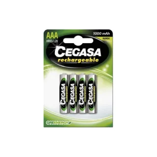 Cegasa Rechargeable Pack de 4 Pilas Recargables AAA HR03 1000mAh