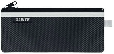 Leitz WOW Bolsa Porta-Todo Mediana 2 Compartimentos - Tamaño 85x6x210mm - Lavable y Duradera - Cierre de Cremallera - Color Negro