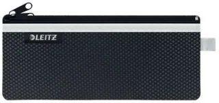 Leitz WOW Bolsa Porta-Todo Mediana 2 Compartimentos - Tamaño 85x6x210mm - Lavable y Duradera - Cierre de Cremallera - Color Negro