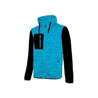 Upower Rainbow Sudadera con Forro Polar - Talla 2XL - Cuello Alto, Capuchon Ajustable, Cremallera Central, Bolsillos Delanteros, Proteccion DPI1 - Color Cyan Fluorescente