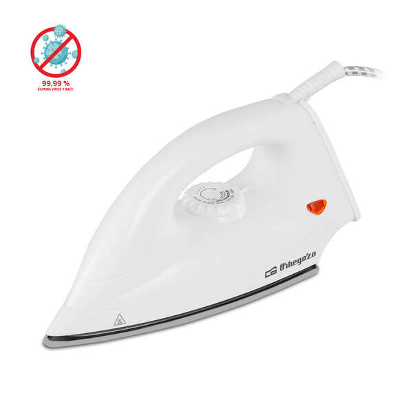 Orbegozo SV 1270 Plancha Seco - Calentamiento Uniforme y Veloz - Base Plana para Calor Homogeneo - Diseño en Punta para Llegar a Todos Los Rincones - Suela Antiadherente - Regulador de Tempe