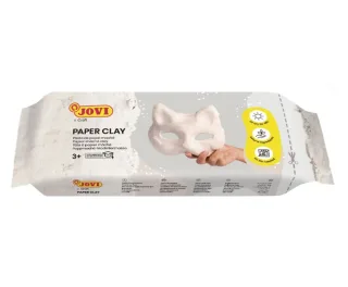 Jovi Paper Clay Pasta de Papelmache 680gr - Lista para Usar - Secado al Aire - Ligera y Facil de Modelar - No Mancha - Ideal para Figuras y Mascaras - Color Blanco