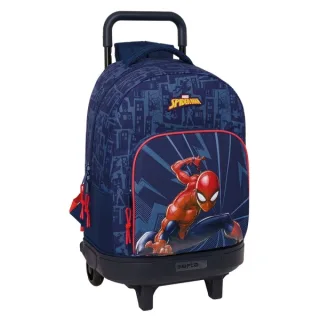 Safta Spider-Man Mochila con Carro - Extraible - Bolsillo Frontal - Portabotellas - Tirador Doble - Hombreras Acolchadas - Asa Acolchada - Tarjeta ID - 33L - 330x220x450mm - Color Azul Marin