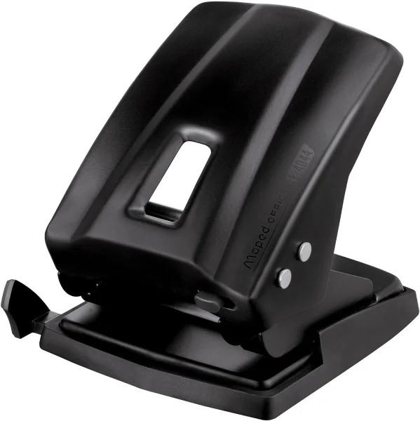 Maped Essentials Metal E-4044 Perforadora de Sobremesa - 2 Agujeros - Regleta Multi-Formatos - Hasta 45 Hojas a la vez - Color Negro