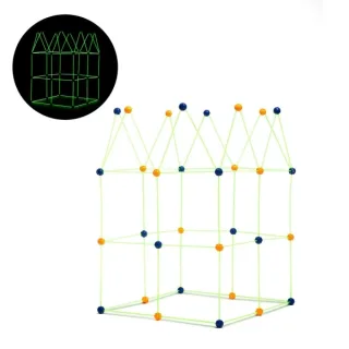 Innovagoods Archikitt Juego de Construccion de Fuertes - 85 Piezas - Fluorescente - Tela de 120x150cm - Bolsa de Transporte - Multicolor