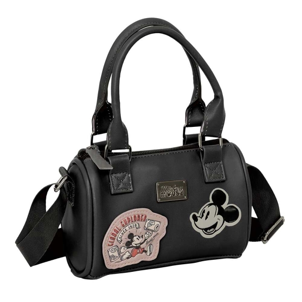 Safta Mickey Mouse Bolso - Cremallera - Interior Forrado - Asas y Bandolera Ajustables - 1.20L - 160x75x100mm - Color Negro