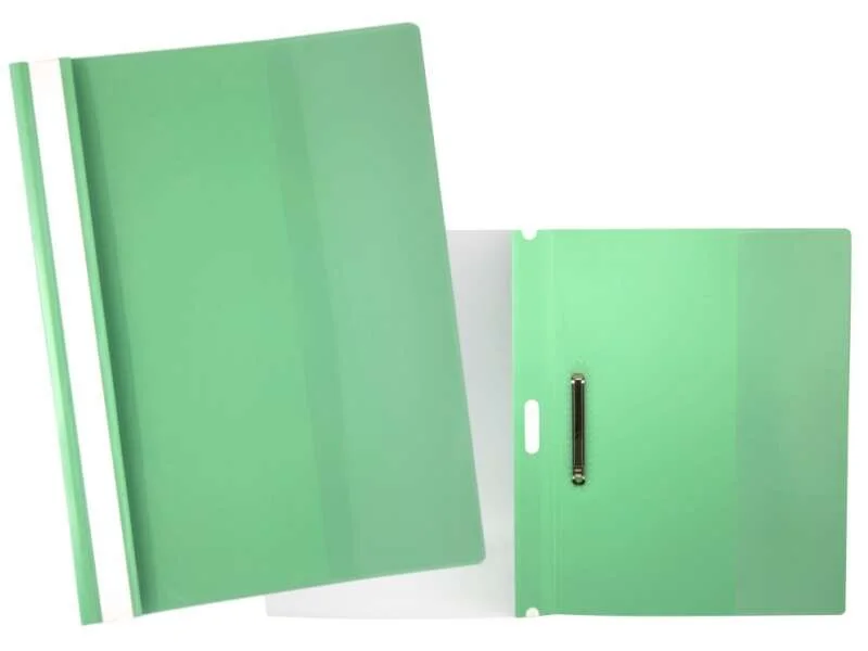 Yes Dossier con Fastener para 30 Hojas A4 - Portada Transparente, Trasera Verde - Fabricado en Polipropileno
