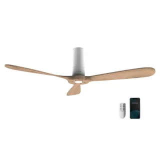 Cecotec EnergySilence 5500 White Aqua Connected Ventilador de Techo de 3 Aspas - 40W - Diametro de 52" - Wi-Fi - IP44 - 6 Velocidades - Temporizador - Modo Invierno - Color Madera Claro