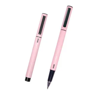 Dohe Boligrafos Elegantes de Metal Ligero - Cuerpo Ovalado en Rosa - Ergonomicos y Deslizamiento Perfecto - Capucha con Clip a Juego - Fabricados en Aluminio - Incluye Tinta Azul · Pack de 4