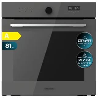 Cecotec Bolero Hexa AF316000 Glass Grey A Horno Integrable - Capacidad 81L - Temperatura Regulable - Piedra para Pizzas de 35cm - Guias Telescopicas - Pantalla Tactil - 11 Funciones - Color