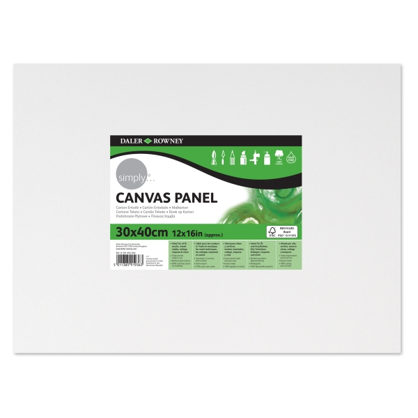 Daler Rowney Simply Carton Entelado - 250g - 30x40cm - Imprimacion Triple - Grano Medio - 100% Algodon sin Acido - 250g - Color Blanco
